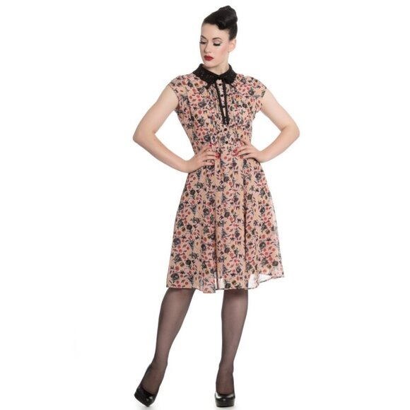 Hell Bunny Zelda Halloween Print Retro Dress Pink Multicolor Small - Picture 3 of 16